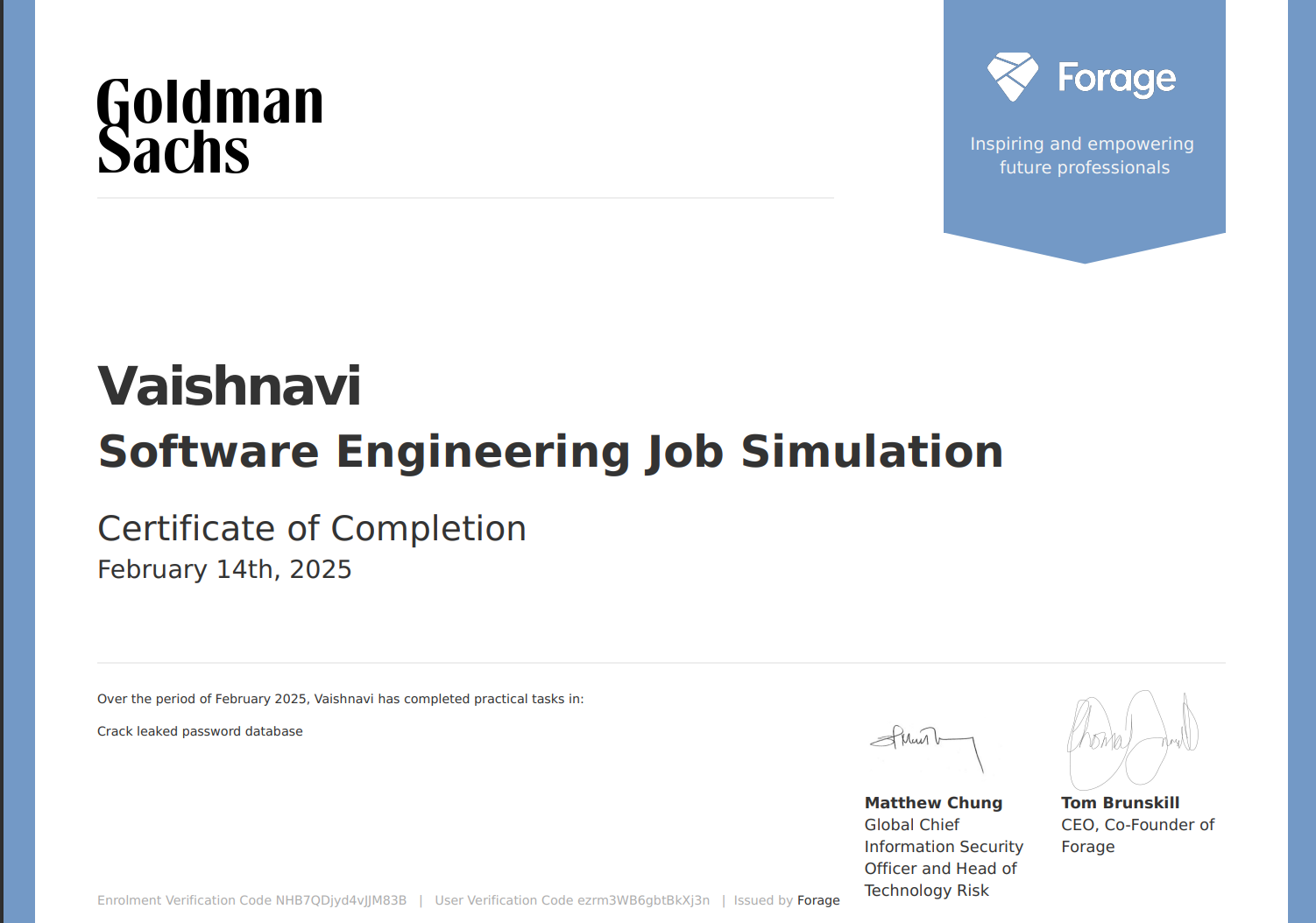 Goldman Sachs - Software Job Simulation